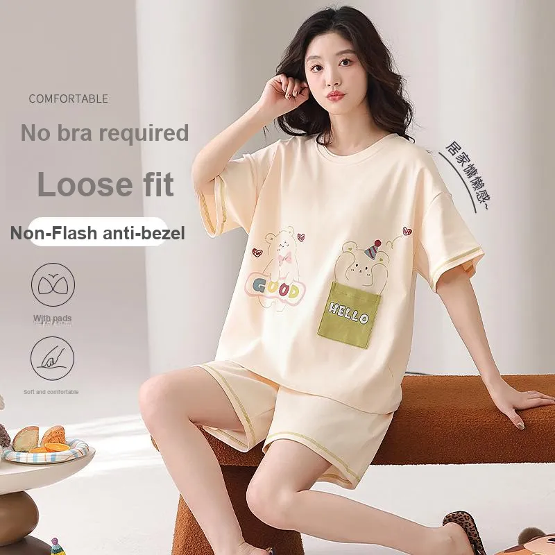 CHUDUAN Pajama Set Women's Apricot-3