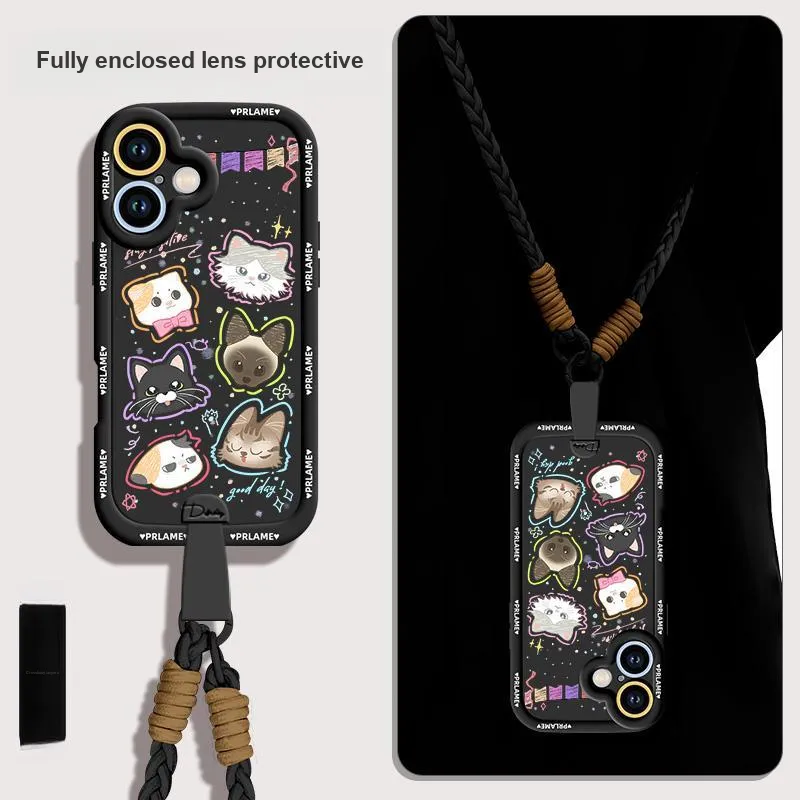 Sen Dog Silicone Material Cartoon With Lanyard Crossbody Phone Cases Compatible With Apple 16 Pro Max/Pro/Plus/15/14/13-7