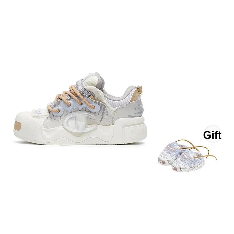 Champion Pompompururu Crampons Shoes Low Top Skateboard Shoes Men's Textured Gray/Milk White