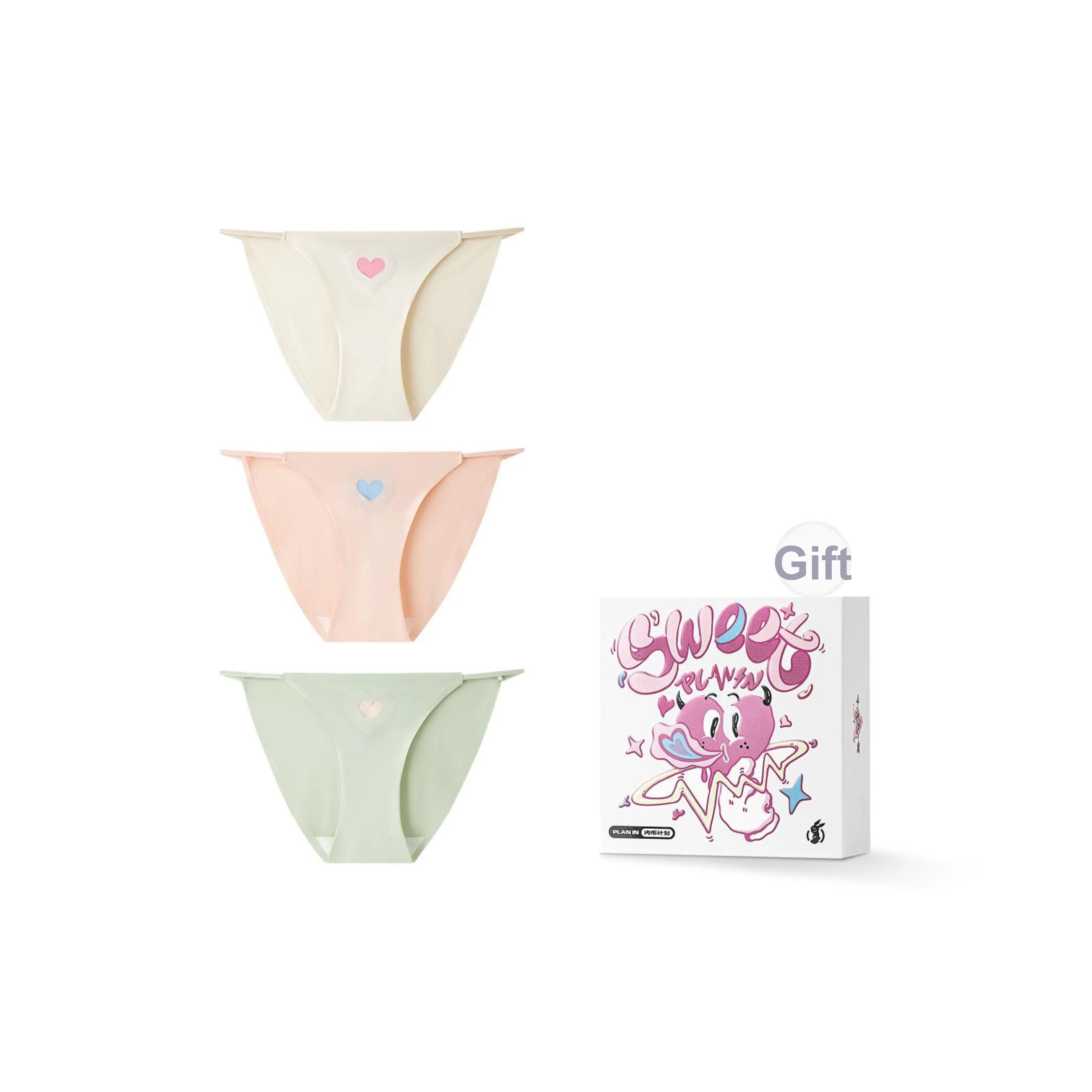 PLAN IN Низкий Шаговый шов Треугольное нижнее белье Женское Combo Set