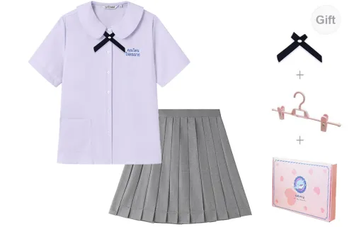 Tokyo Season Uniforms Women's Light Purple Shirts+Gray Pleated Skirt