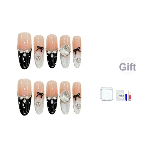 JINGCHANXUE [Французский язык] Сладкий Принцесса Handcrafted False Nail Длинный Coquette Градиентный Милый 16 мм