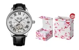 Heart-Fluttering Box-L-9162 Silver Case with White Dial and Black Strap