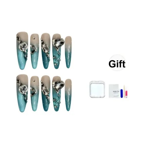 JINGCHANXUE Звездный Небесный Luxury Handcrafted False Nail Овальный Coquette Градиентный Кошачий Глаз 20 мм