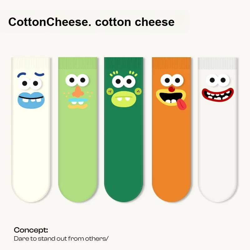 COTTON CHEESE Mid Calf Socks Unisex 5 Pack-1