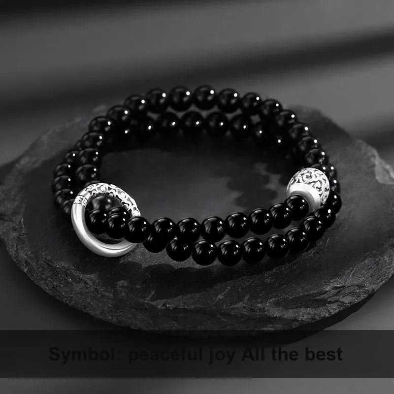 Lang Wind Natural Obsidian Bracelets Unisex-3