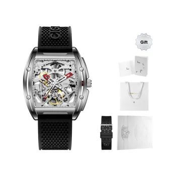 CIGA Design Z Collection Automatic Mechanical Movement Silicone Strap Watch Men's Watches Silver Dial