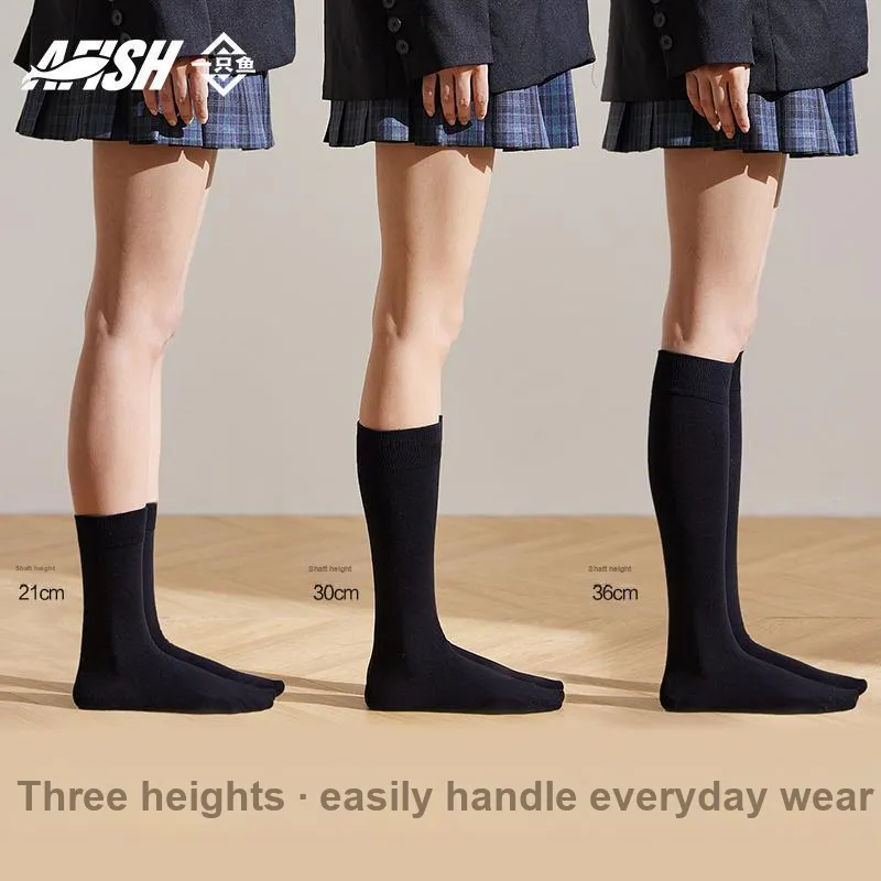 AFISH Mid Calf Socks Women's Shopping Bag Black-1