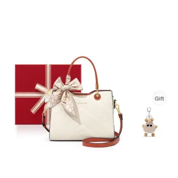 CNOLES Cow Leather Handbags Shoulder Bag Crossbody Bag Medium Size Women's Orange Milkshake