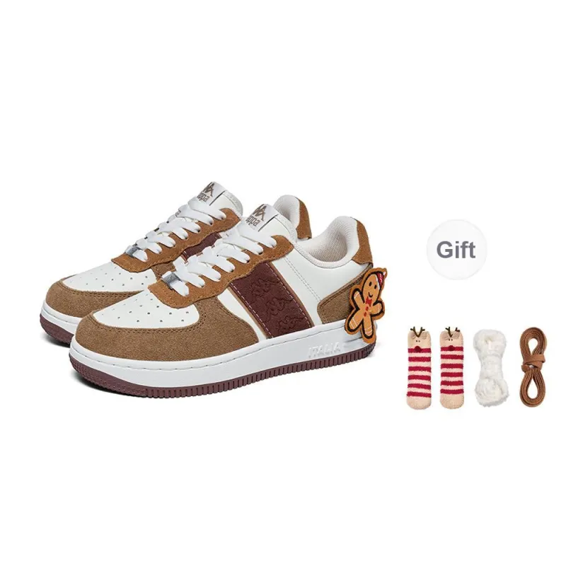 Kappa Anti Slip Wear Resistant Low Top Skateboard Shoes Women's White Brown-0