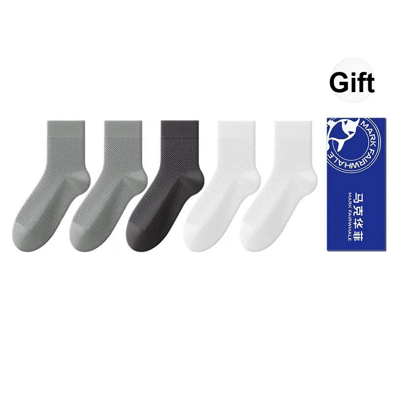 FAIRWHALE Mid Calf Socks Men's 5 Pack Gift Box Set-25