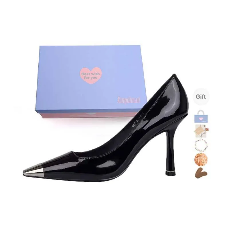 Xingdiman Slim Heel High Heels Women's Black Gift Box Set-23