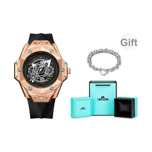 LIBER AEDON Кварцевый механизм силиконовый ремешок черный циферблат мужские часы подарочная коробка от GOD