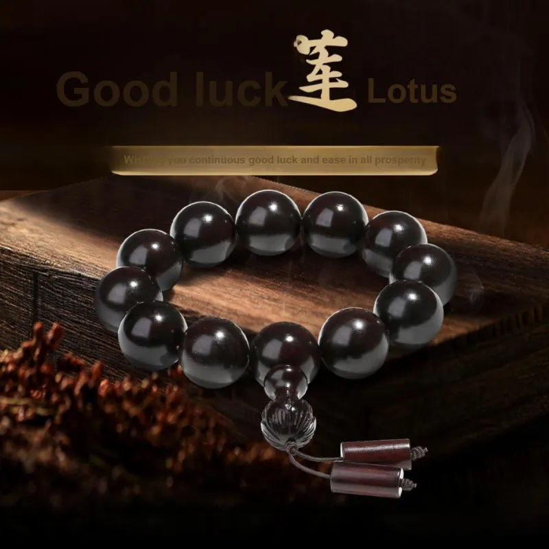 PUTUOSHANWENCHUANG Small Leaf Red Sandalwood Bracelets Unisex-5