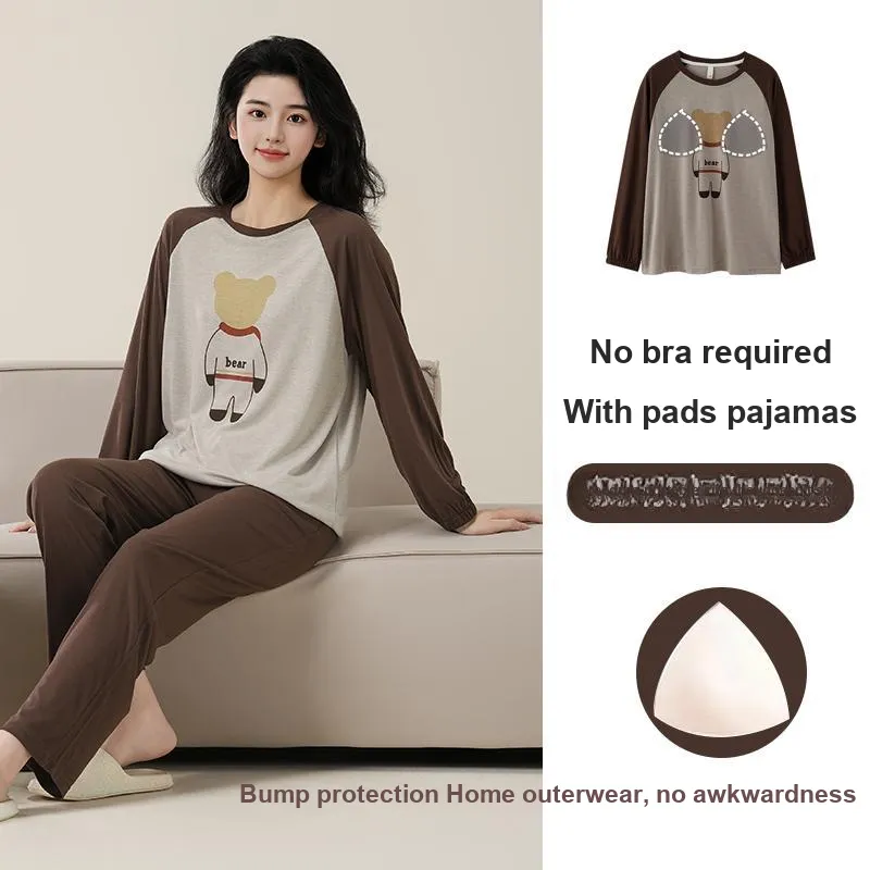 XIAFENYAN Pajama Set Women's Brown-1