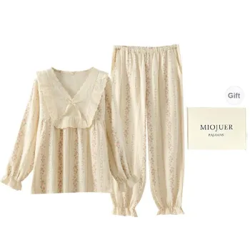 MIOJUER Pajama Set Women's Gift Box Set Beige Apricot