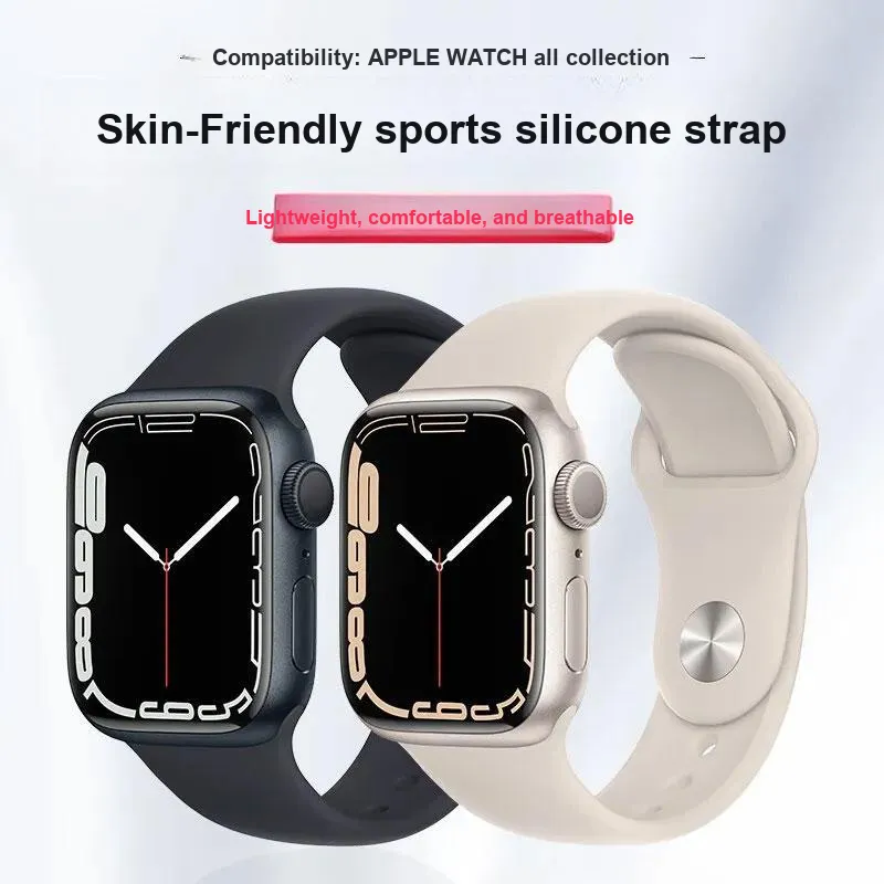 DiaYzlo Compatibility  Apple Watch Series 10/S9/S8/S7/SE Smart Watch Apple Compatibility Watch Band Silicone Material-9