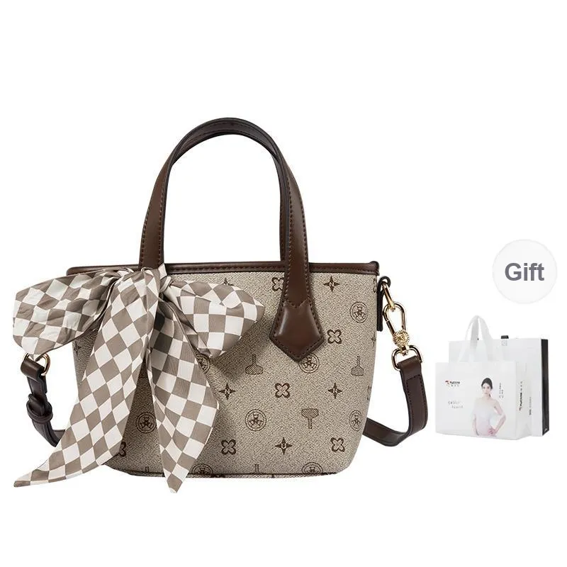 TUCANO PVC Leather PU Leather Bucket Bag Handbag Medium Size Women's Dark Gray/Coffee-1