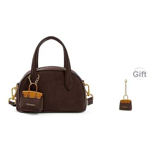 teenmix Сумка из коровьей кожи сумка через плечо сумка на плечо сумка для боулинга женская коричневый кофейный черный
