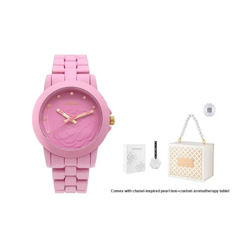 MISHALI DOPAMINE Кварцевый механизм Сплав Ремешок Часы Женские Розовый Циферблат