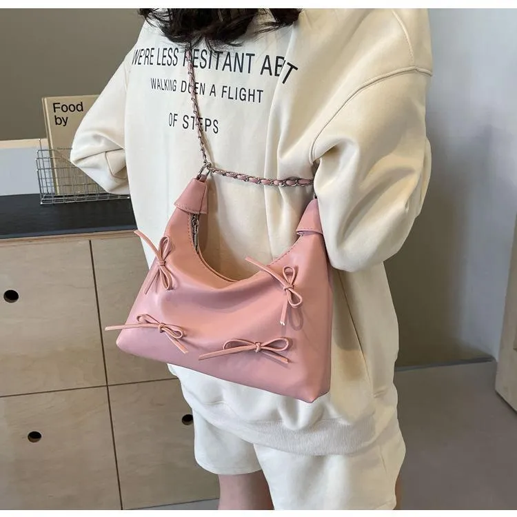 NX DOUGHNUT PU Shoulder Bag Regular Women's Black/Pink/Silver/Ecru-5