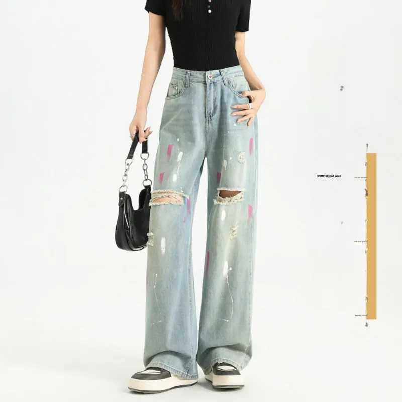 FAWENXIANGZI Jeans Women's Light Blue-6