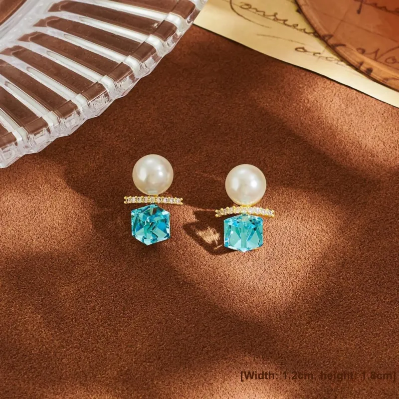 QIANFANGDAHUANGYE Zircon S925 Sterling Silver Stud Earrings Women's-2