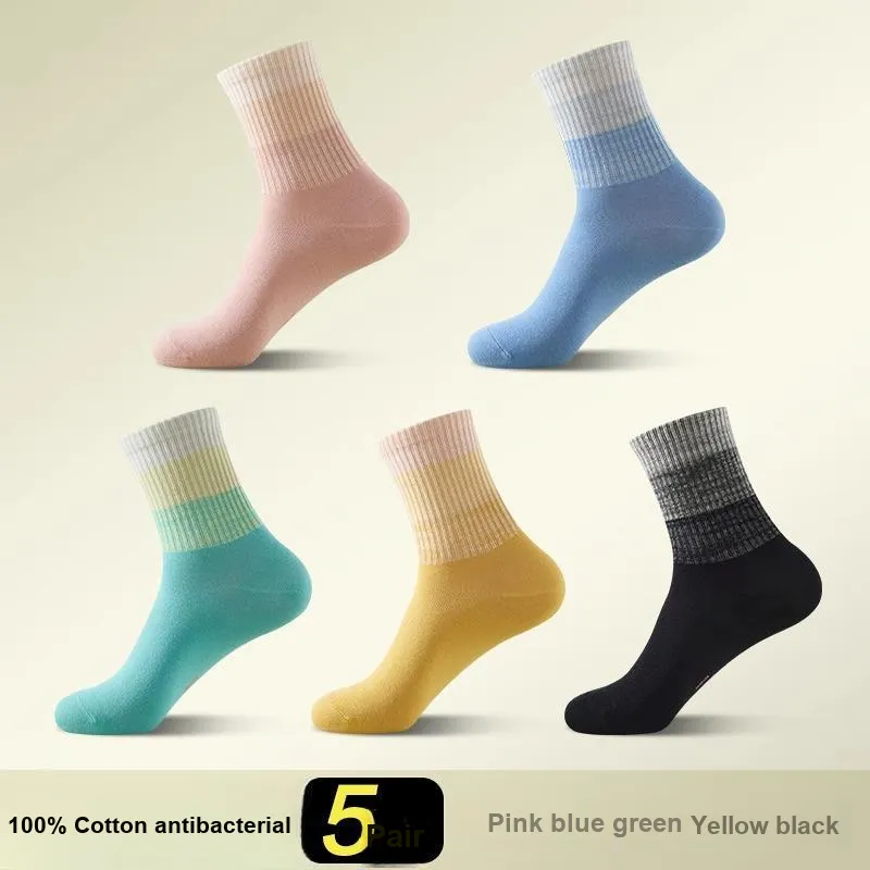 H YXIANG Mid Calf Socks Women's 5 Pack-1