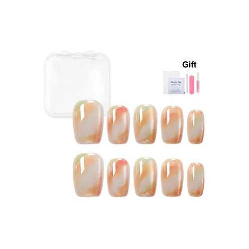 Yun Yue Joe Dreamy RADIANCE Смешанный Ледяной Прозрачный Градиент Желтый False Nail Короткий LADDER Кошачий глаз 15 мм