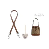 (Compatibility: Brown Leather) 1.1cm Width Plain Weave Silver-Tone Buckle 65cm+Beige Bear