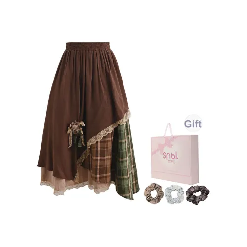 SNBL Коричневый Женские Повседневные Длинные Юбки