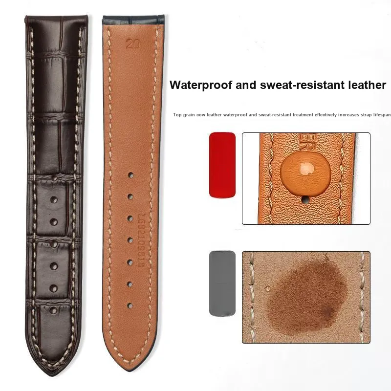 Gangjue Longines Compatibility Watch Band Genuine Leather Material-5