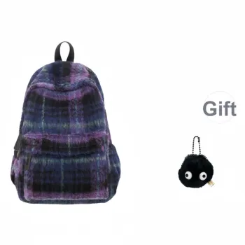 BRABOSTON Woolen Backpack Large Size Unisex Pink/Light Green/Dark Brown/Purple