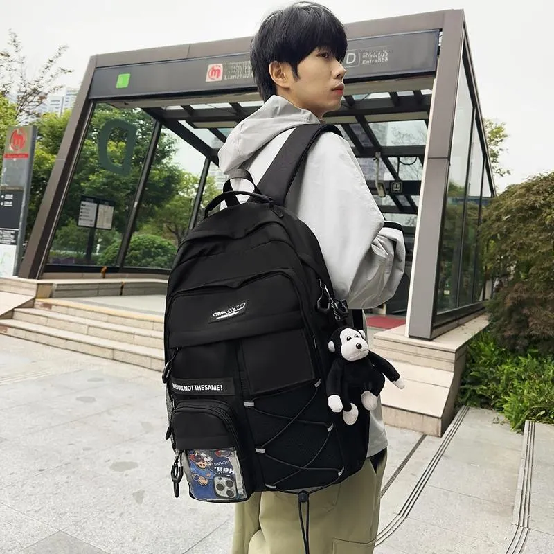 GOBLIN SHARKS 1759 Nylon And PVC Backpack Unisex White/Black/Red/Gray/Blue-6