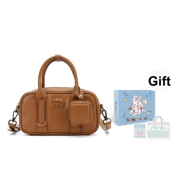 VANWALK PU Boston Bag Bowling Bag Handbags Shoulder Bag Crossbody Bag Regular Women's Chocolate/Pink/Multicolor/Coffee