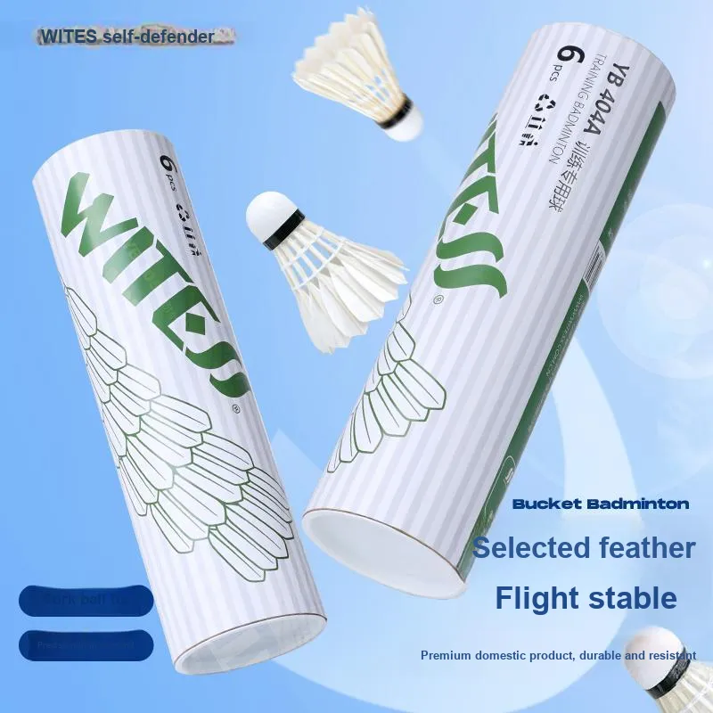 WITESS 6 Pack Goose Feather Training Competition Specialized Shuttlecocks-8