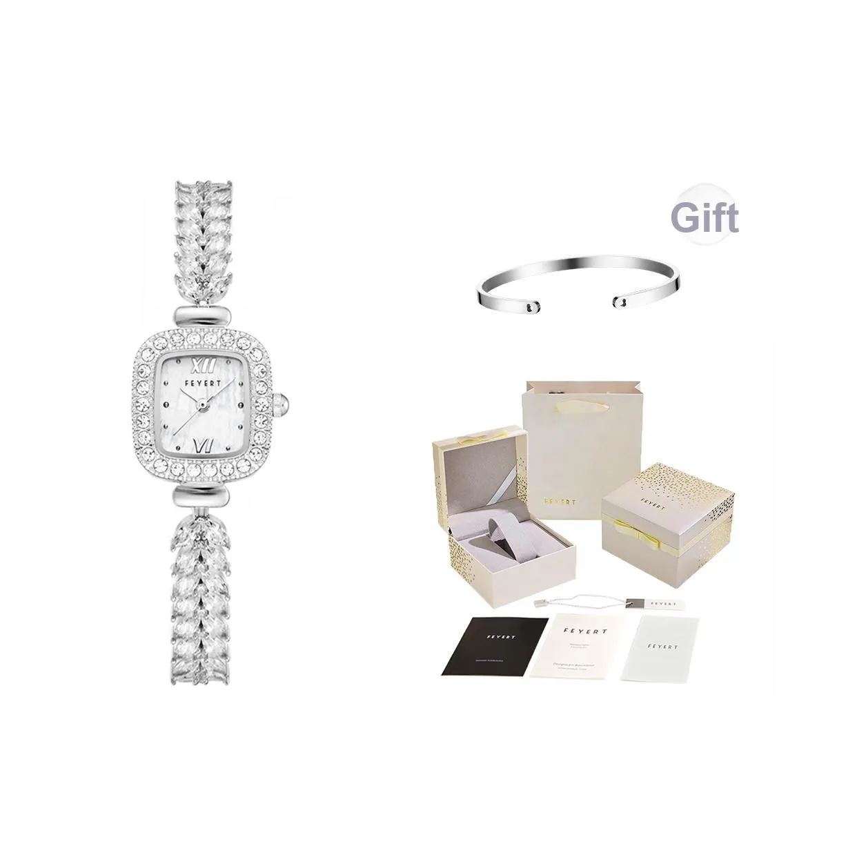 FEYERT Кварцевый механизм сплав ремешок женские часы жемчужная раковина цвет циферблат часов