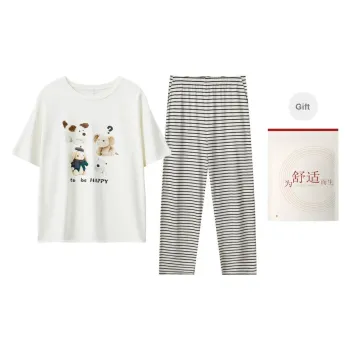 Red Beans At Home Pajama Set Women's Ecru