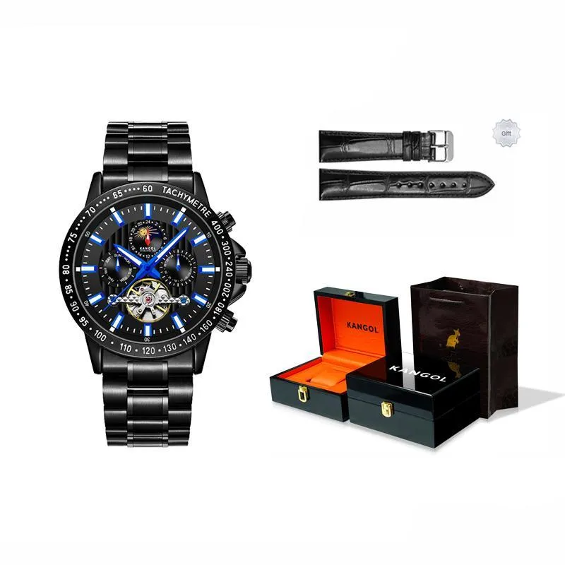 KANGOL Interstellar Series Automatic Mechanical Movement Stainless Steel Strap Watch Men's Watches Black Dial-69