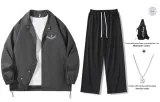 Dark Gray Clothing Sets (Comes with Necklace+Crossbody Bag)