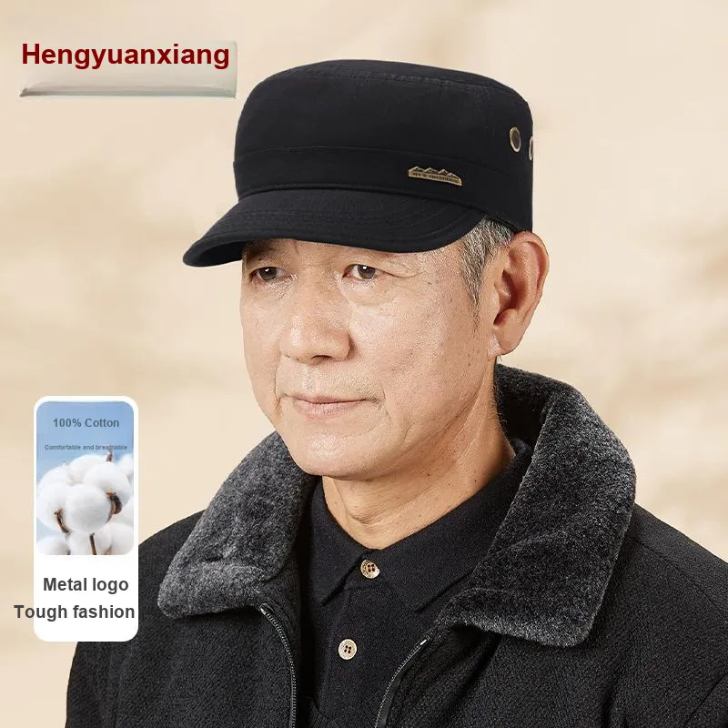 H YXIANG Cotton Flat Top Hat Men's-1