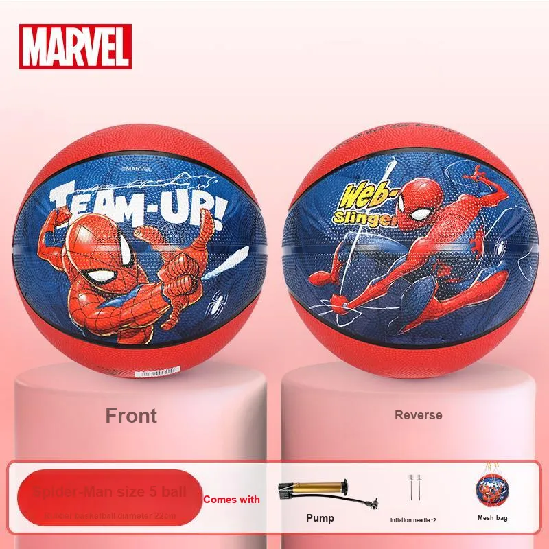 Disney Spider Man Series Rubber Basketball Red Blue Size 5 Training Kids'-5