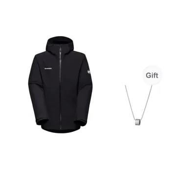 MAMMUT Waterproof Windproof Breathable And Abrasion Resistant Windbreaker Jacket Unisex Black Comes With Necklace