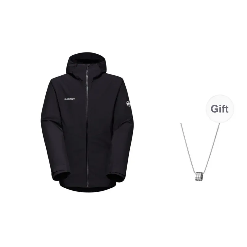MAMMUT Waterproof Windproof Breathable And Abrasion Resistant Windbreaker Jacket Unisex Black Comes With Necklace-0