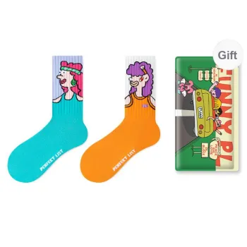 PL Mid Calf Socks Unisex Shopping Bag 2 Pack Mixed Color