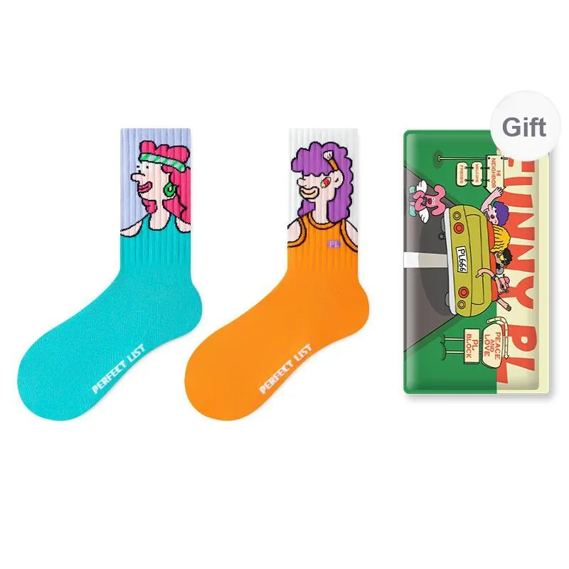 PL Mid Calf Socks Unisex Shopping Bag 2 Pack Mixed Color-0
