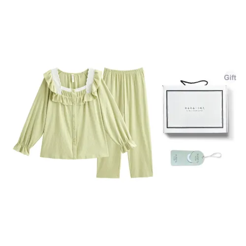 XUANZHITING Пижамный комплект женский набор в подарочной коробке зеленый