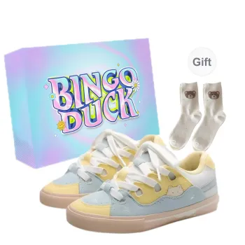 BINGO DUCK Skateboard Shoes Women's Blue Yellow White