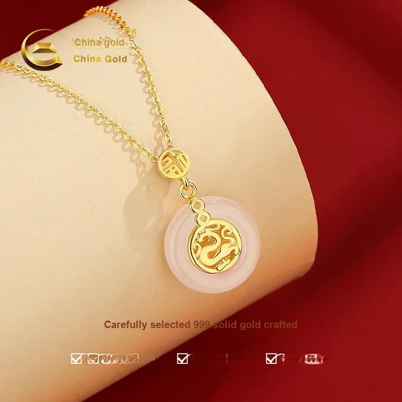CHINA GOLD Chalcedony Jade Necklaces Women's-3