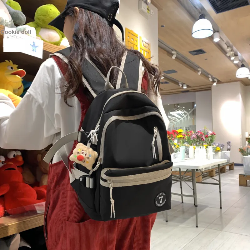 URBAN FOREST Nylon Backpack Unisex White/Black/Red/Pink/Brown-6